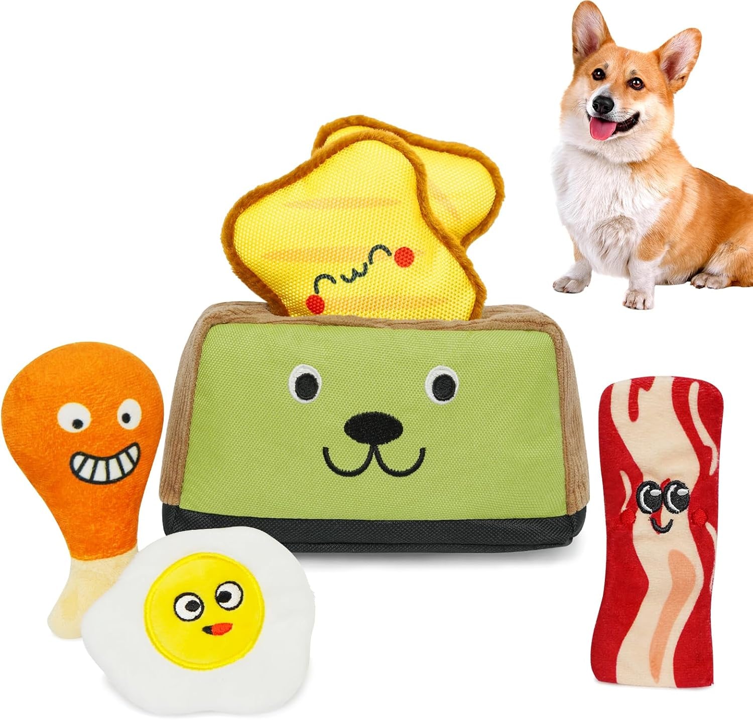 Hide and Seek Dog Toys, Squeaky Interactive Puzzle Dog Toys for Boredom and Stimulation, Dog Enrichment Toys for Small and Medium Dogs (Mushrooms, Pack of 7)
