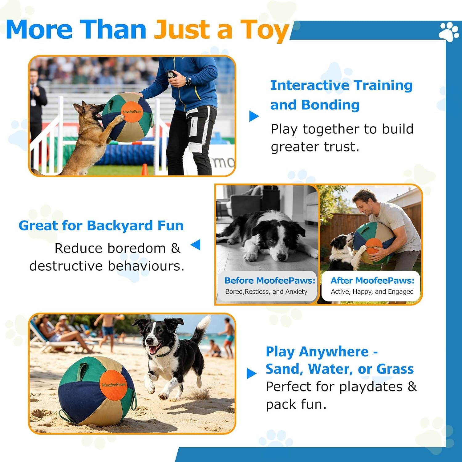 22" Herding Ball for Dogs, Outdoor Training Toy, Floats on Water | Waterproof Heavy-Duty Cover with Handles, Dog Water Toys, Durable Collie Ball for Herding Dogs, Australian Shepherd, Horse