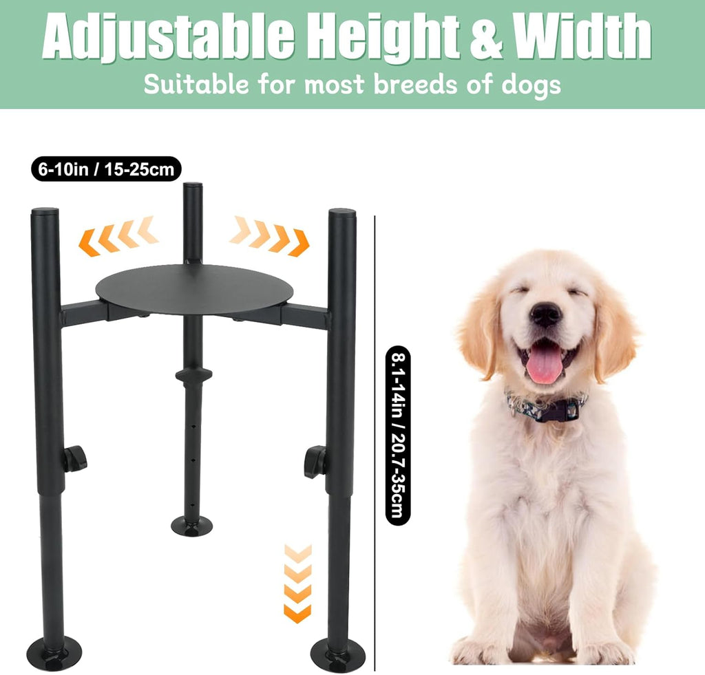 Elevated Dog Bowl Stand, Fits 6-10In Bowls Raised Dog Bowls Holder, 4 Height Adjustable Dog Food Water Feeder Pet Feeding Stand for Large Medium Small Breeds, Black
