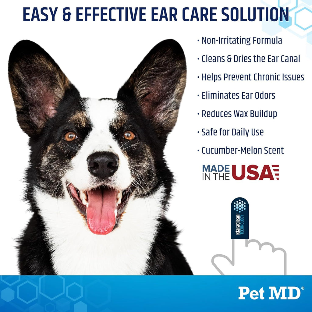 Advanced Ear Finger Wipes for Dogs & Cats - Cucumber Melon (50Ct) | Non-Irritating Cat Ear Wipes & Puppy Ear Cleaner - Pet Safe Cleaner to Aid in Itchiness and Odor