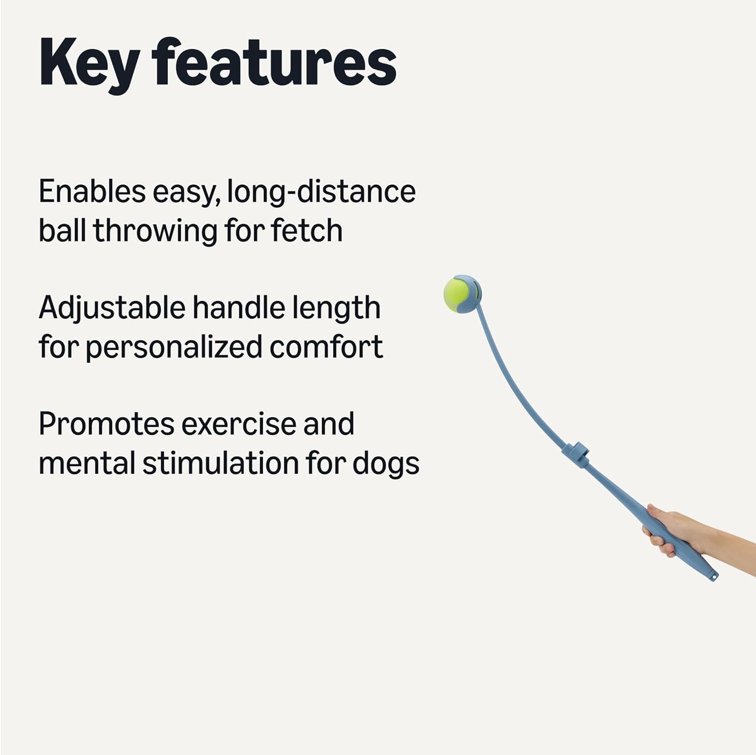 Dog Ball Launcher with Detachable Handle, Tennis Ball Included, Plastic Pet Fetch Thrower