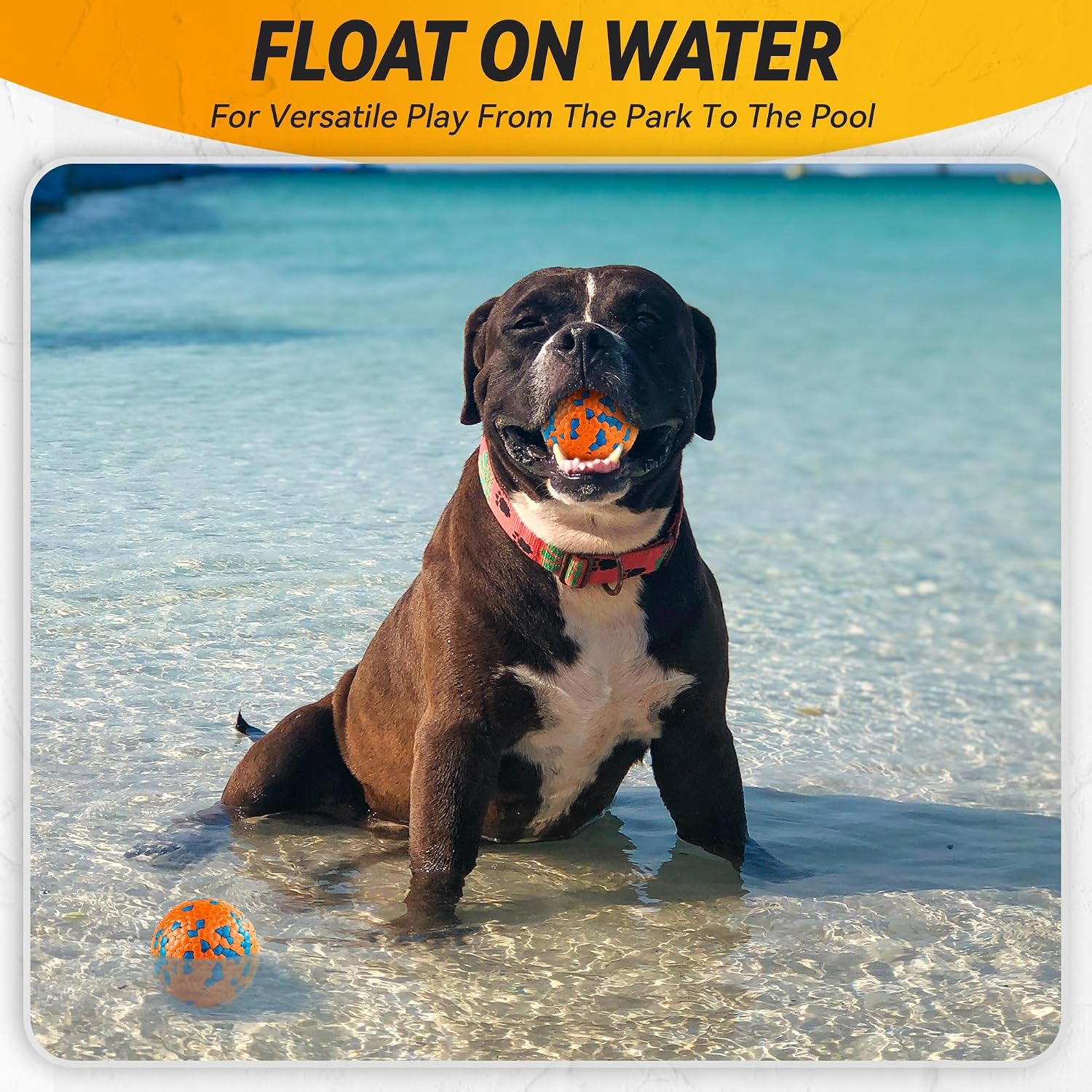 2Pcs Dog Balls, Tennis Balls for Dog Aggressive Chewers, for Large Medium Small Puppy, Training Catch&Fetch, Water Floats Toys, Orange