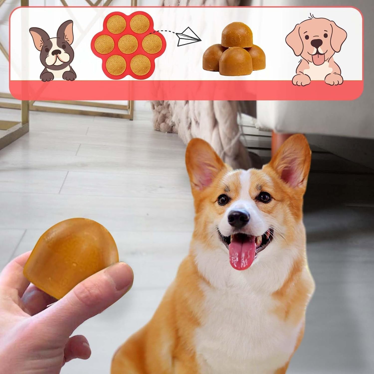 Frozen Dog Treat Mold Small with Lid,Dog Treats Ice Tray Molds Silicone for Freezing, Freeze Refill Treats