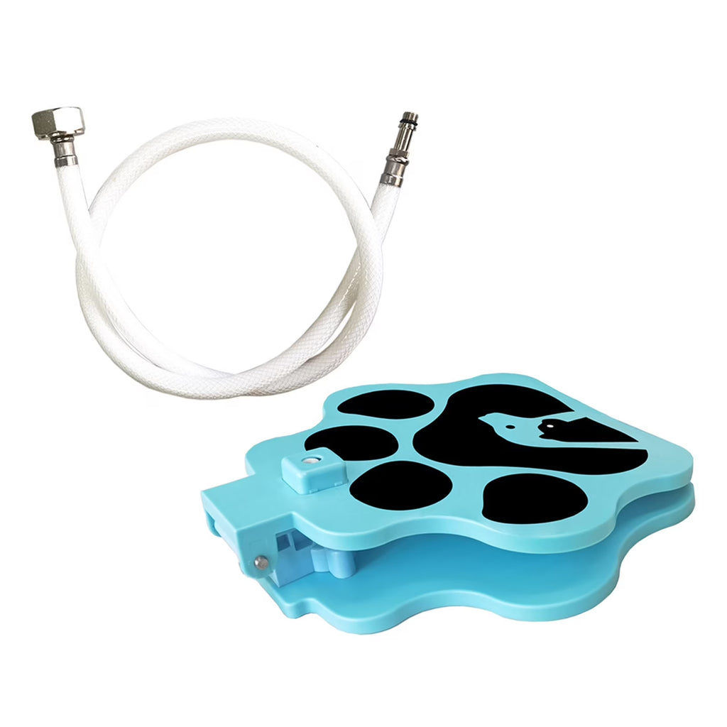 Dog Water Fountain and Sprinkler, Outdoor Pet Dog Step on Water Dispenser with Hose, Multifunctional Paw Activated Drinking Fountain, Garden Sprinkler Toy, Blue