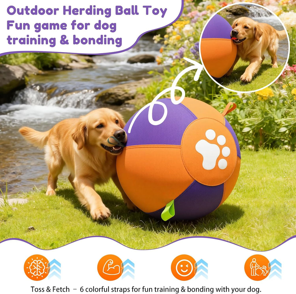 Upgrade Herding Ball for Dogs,25" Herding Ball for Australian Shepherd Collie,Border Collies,Cattle & Medium to Large Breeds,Fast-Inflating Pump,Durable & Waterproof Cover,Large Dog Toys Outdoor Play