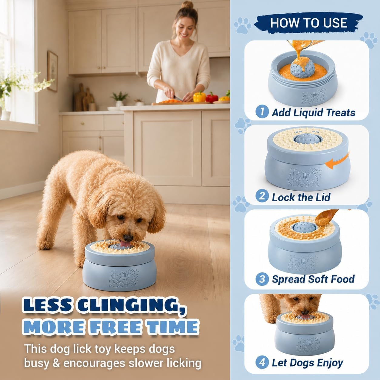 Dog Lick Bowl with Rolling Ball, Slow Feeder Dog Bowl for Puppy & Small Dog | Twist-Lock Lid & Dual-Zone Dog Lick Bowl for Liquid and Thick Treat, Dog Enrichment Toys for Anxiety Relief & Interactive