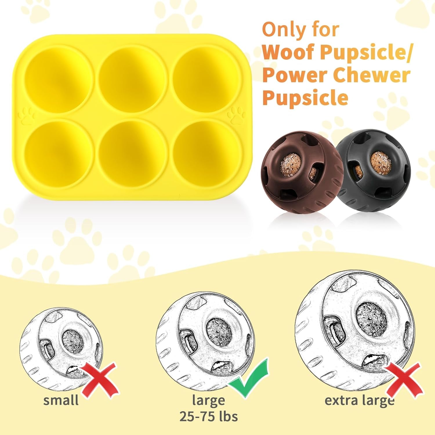 2 Pcs 6 Cavities Large Silicone Molds for Dog Treats with Lids Compatible with Woof Pupsicle Large Refill and Power Chewer Pupsicle, Frozen Dog Treat Holder Woof Dogs Popsicle Toy Treat Maker