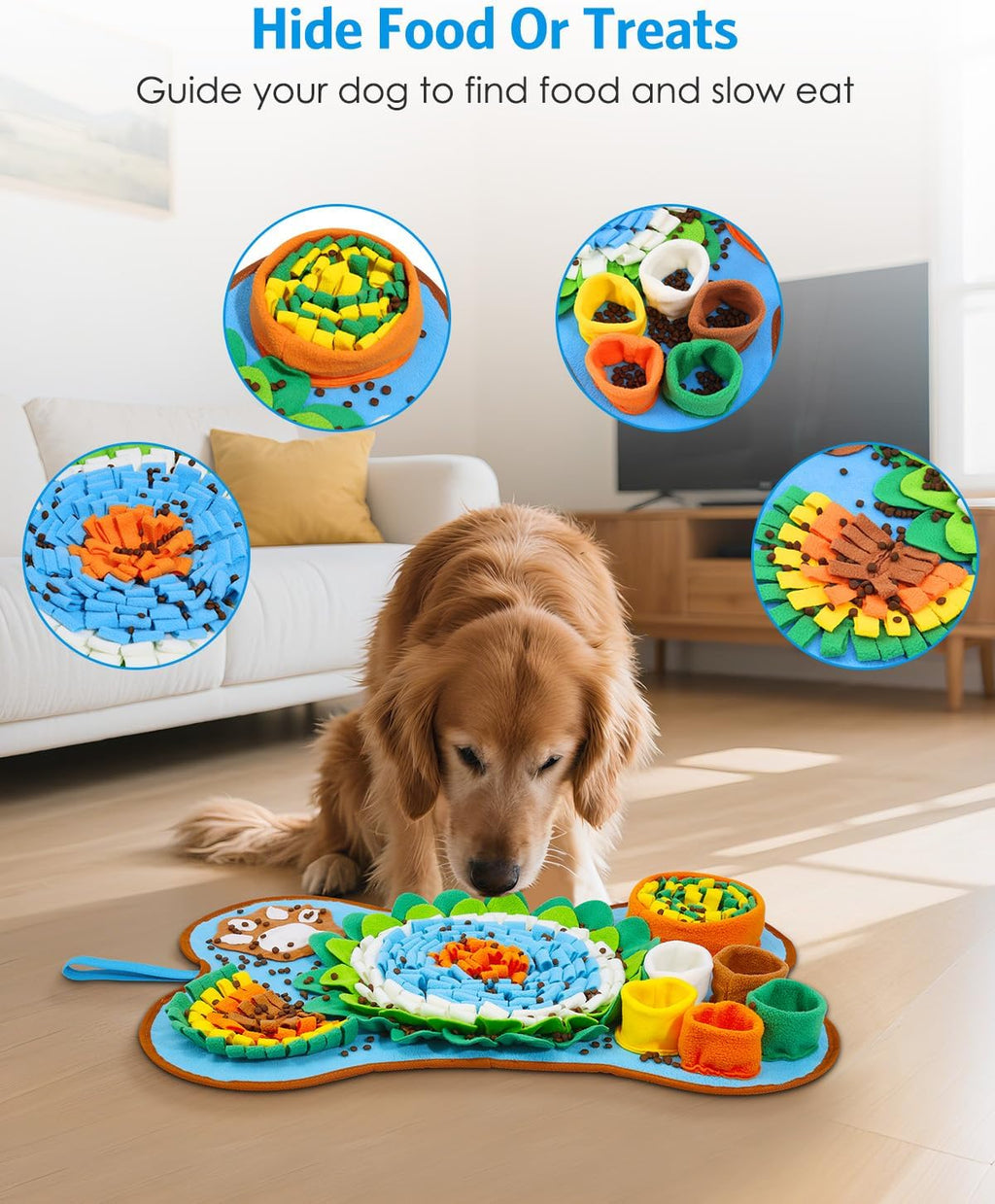 Snuffle Mat for Dogs, Sniff Mat Slow Feeding, Dog Snuffle Mat Encourages Natural Foraging Skills, Slow Eating, Help Stress Relief and Training