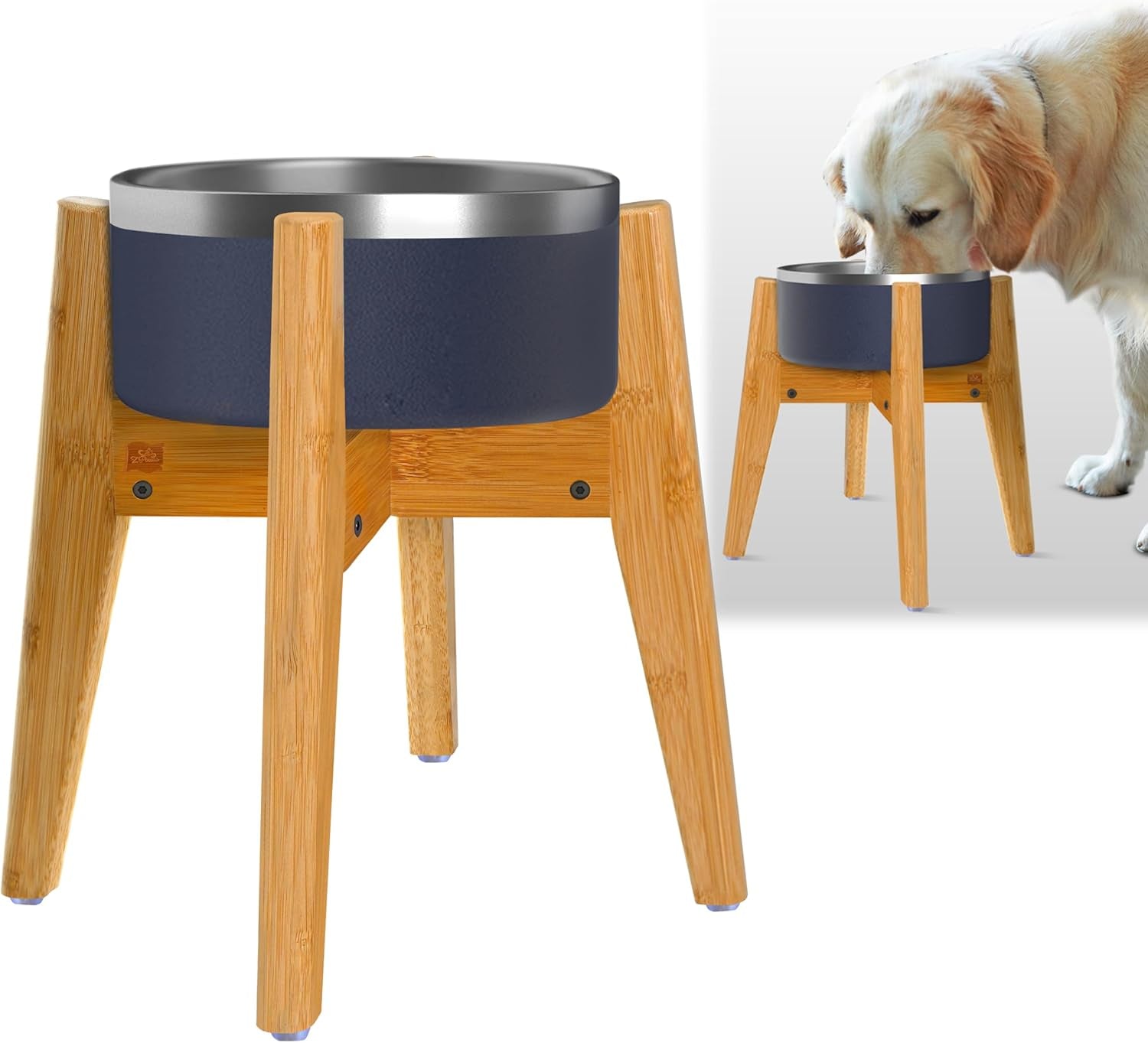 Dog Bowl Stand (12-Inch High) - Ideal for Large Breeds, Adjustable, Elevates, Raises Pet Food Feeders, Water Dishes, Fountains - (Bowls Not Included)