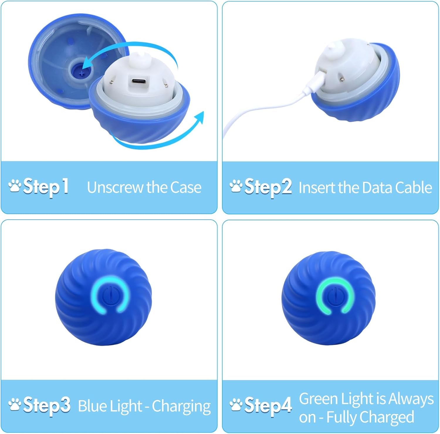 Interactive Dog Ball Toys for Pet Dogs,Smart Electric Small Medium Dog Toys to Keep Them Busy,Automatic Rolling Jumping Balls with 2 Cover for Dogs,Rechargeable Balls,Not for Aggressive Chewers,Blue