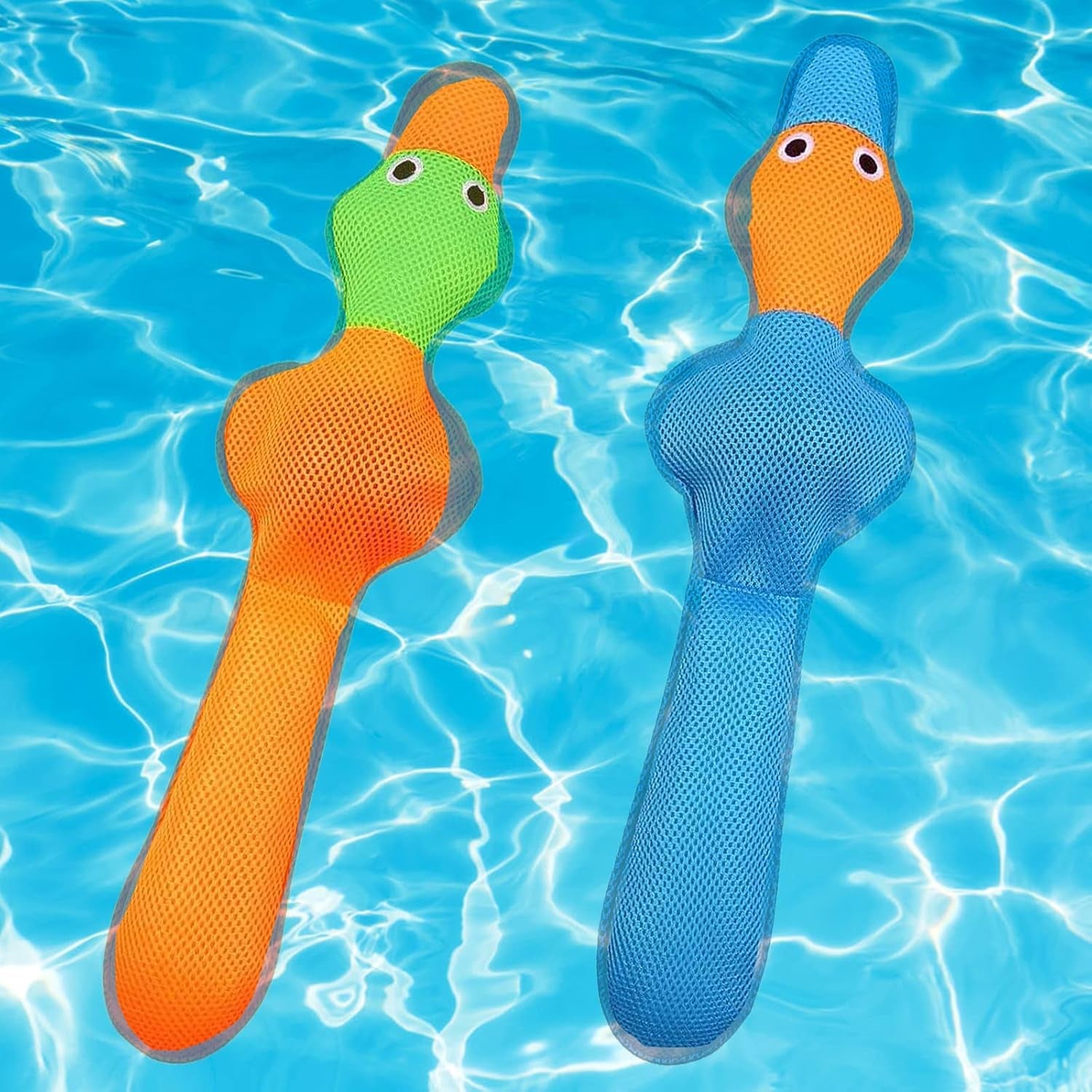 Floating Dog Water Pool Toys - 2 Pack Stuffed Duck Dog Toys Long, Pet Summer Essentials for Fetch & Training, Built-In Squeaky Ball Loud Sound for Small Medium Large Breeds, 20.5 Inch