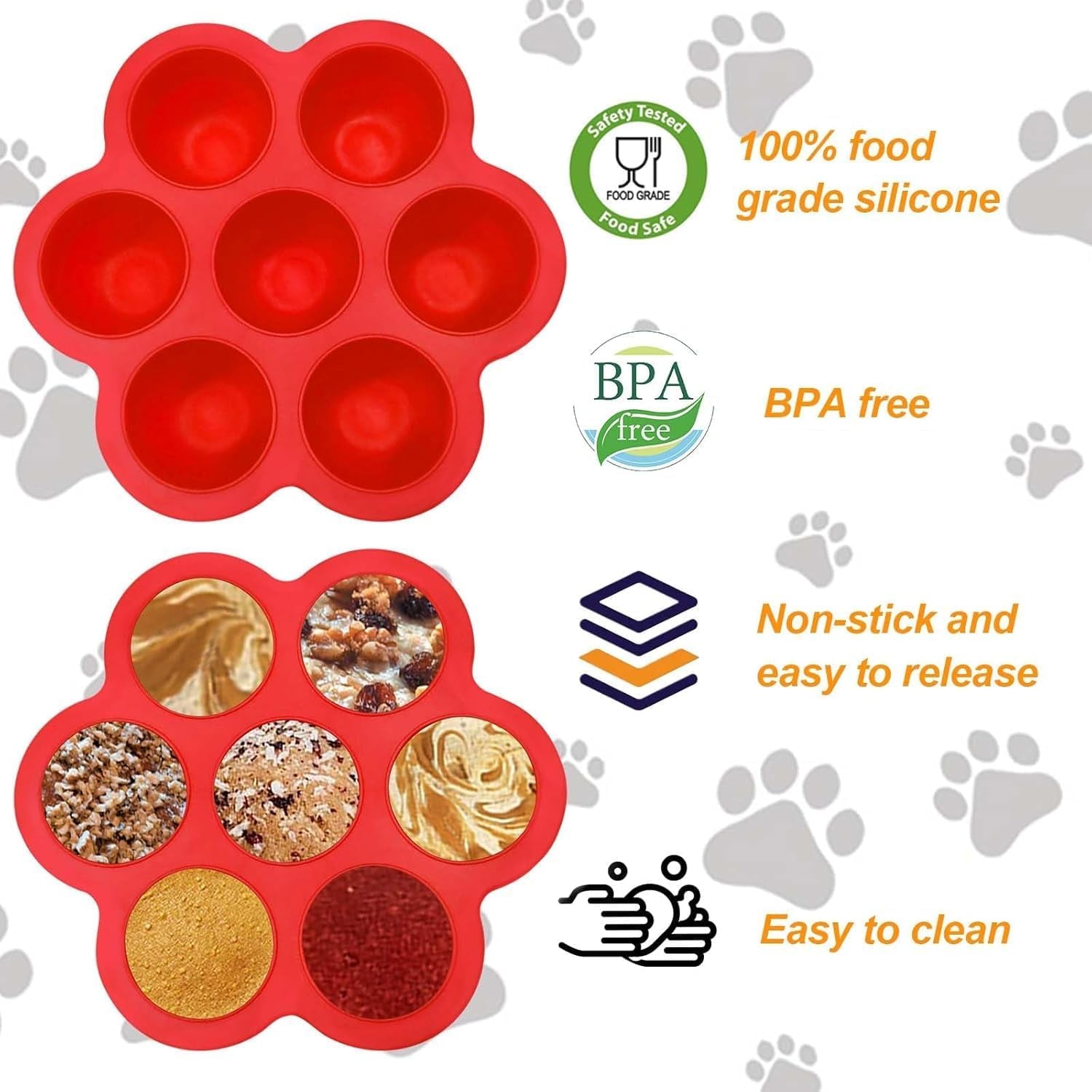 Frozen Dog Treat Mold Small with Lid,Dog Treats Ice Tray Molds Silicone for Freezing, Freeze Refill Treats