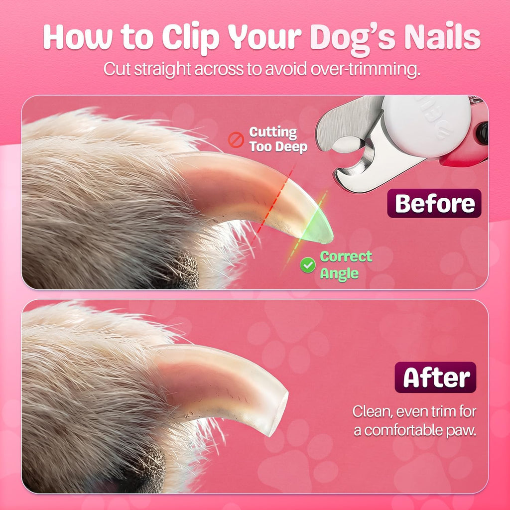 Dog Nail Clippers and Cat Nail Trimmer with Safety Guard, Pink | Pet Nail Clippers with a 3.5 Mm Stainless Steel Blade for Grooming Puppies, Indoor Cats and Small, Medium or Large Dog Breeds