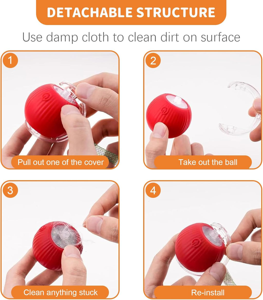 Interactive Cat Toys for Indoor Cats Smart Automatic Ball Rolling for Bored Kitten Pet Upgraded Speedy Moving Chase Dogs Toy Mothers Day Gifts Red