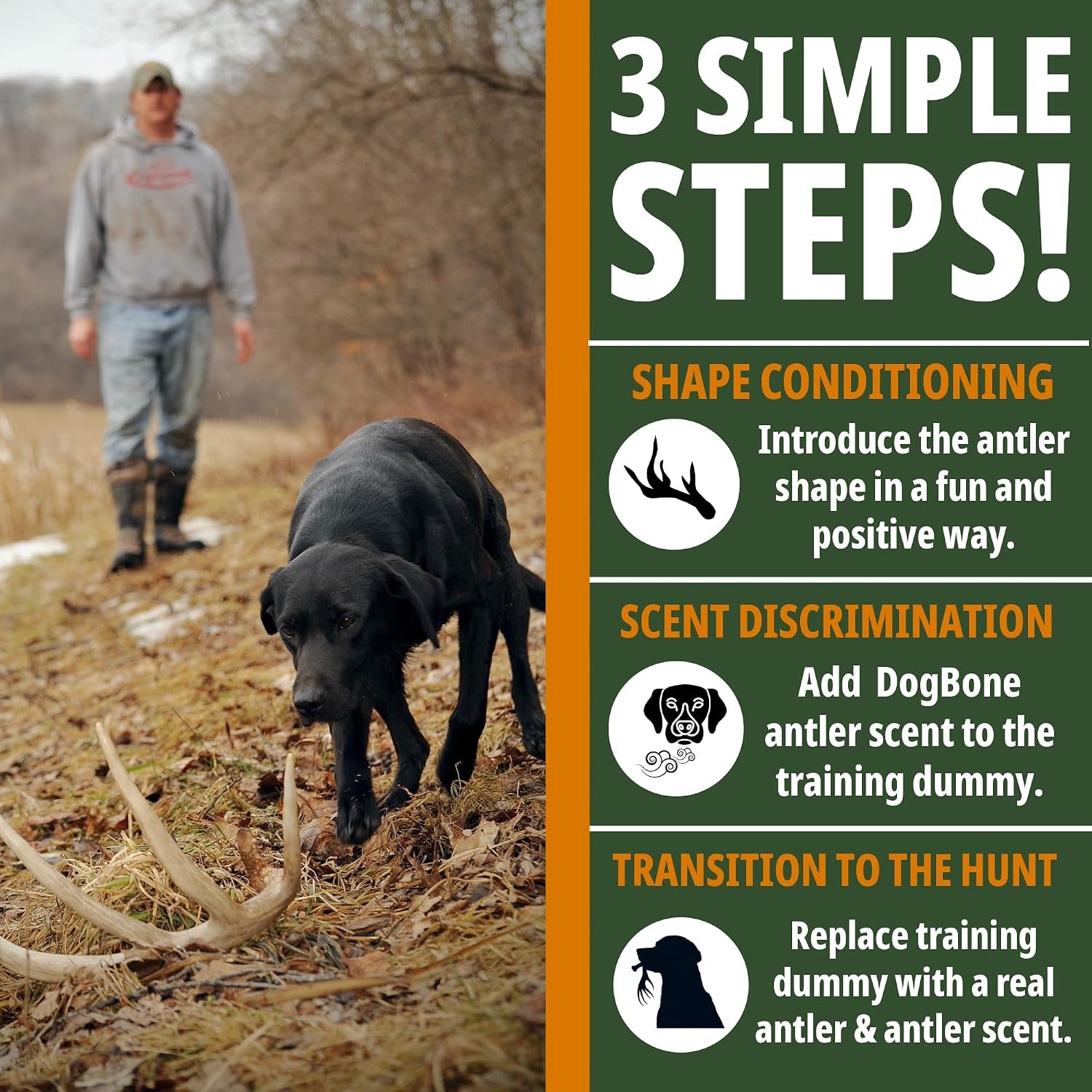 Shed Hunting Dog Training Kit – Train Your Puppy to Find Deer Antlers - Includes 2 Oz Scent for Nosework & Flexible Floating Dummy for Retrieving - Perfect for Whitetail Hunters