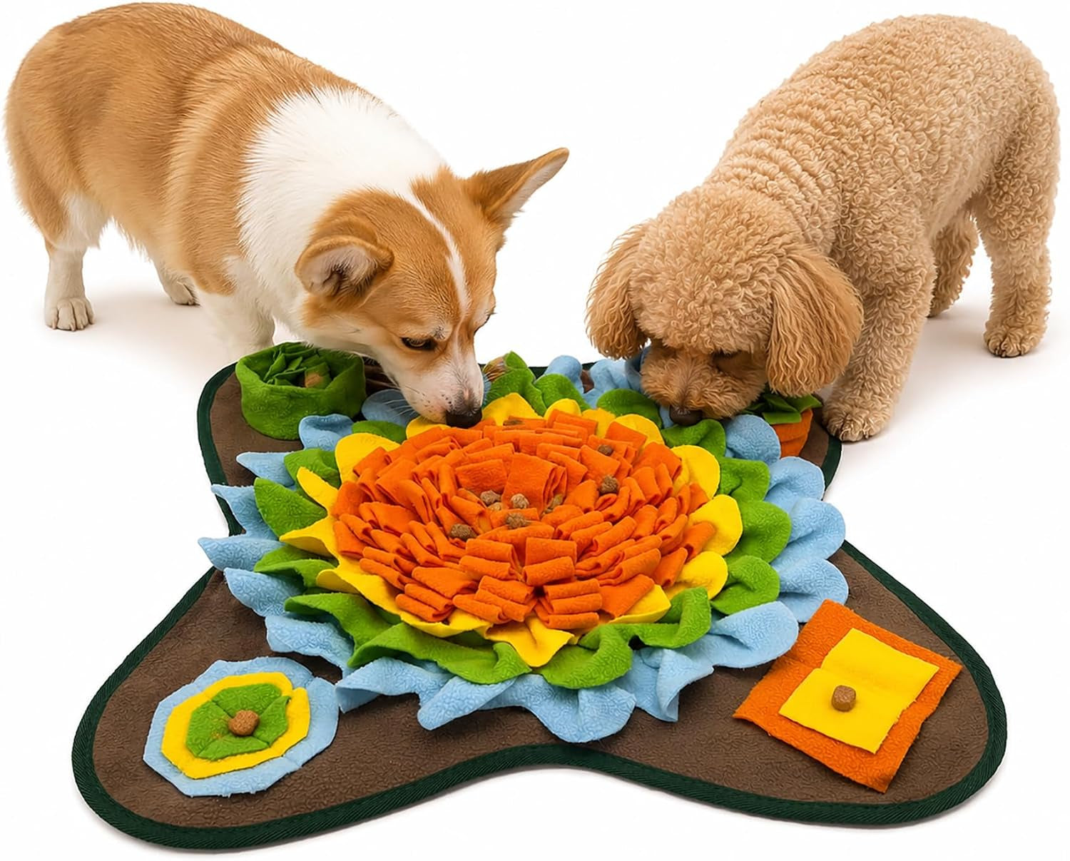 Dogs Snuffle Mat Pet Feeding Mats Puppy Sniffing Pad,Cat Doggies Interactive Puzzle Toys for Multiple Breeds Encourages Natural Foraging Skills,Training and Stress Release (Grey Brown)
