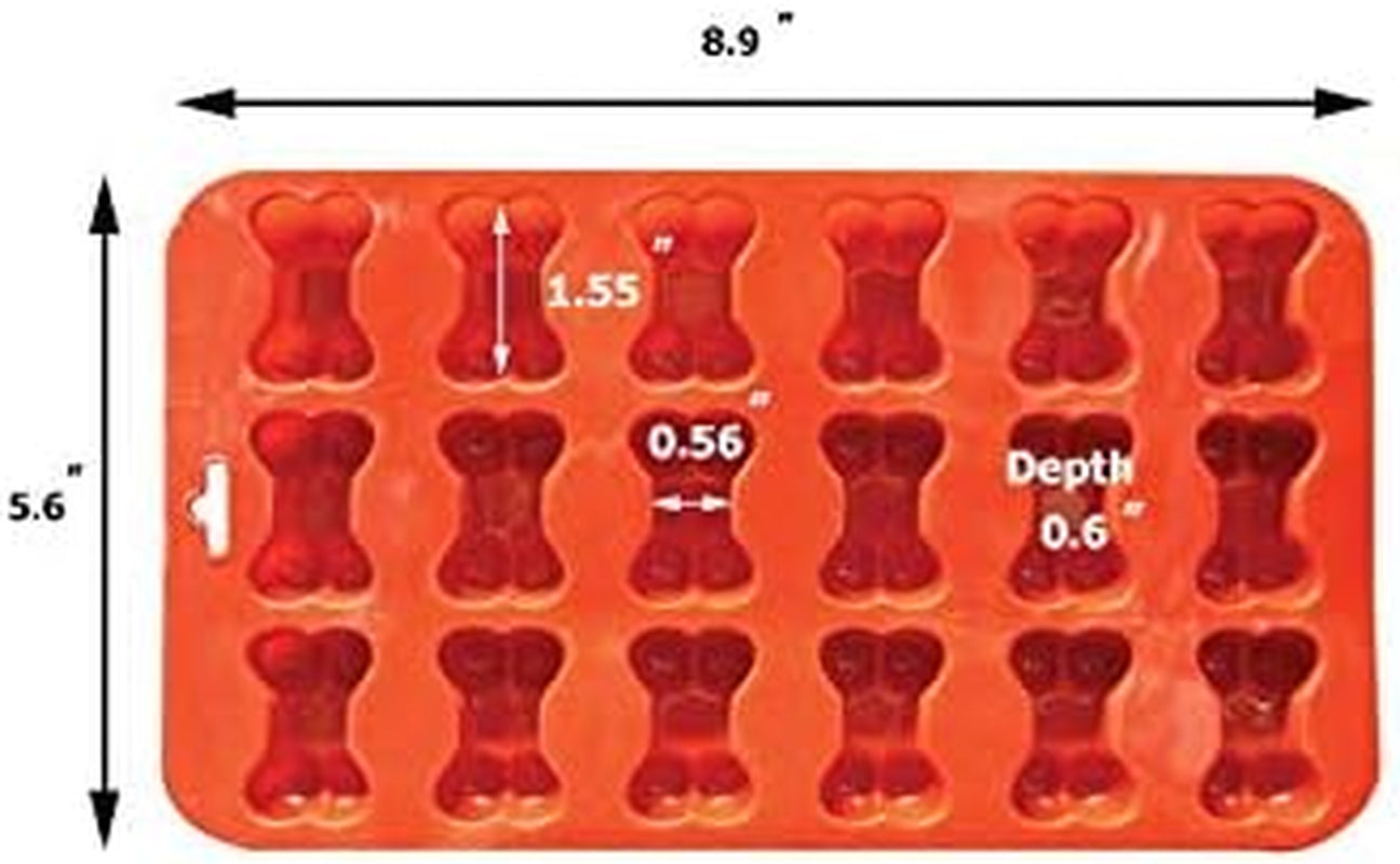 Mini Dog Bone Silicone Mold, 18-Cavity Orange Bone Shaped Mold for Homemade Dog Treats, Chocolate, Candy, Gummies, Fondant, Ice Cubes, Soap, Wax Melts and DIY Crafts