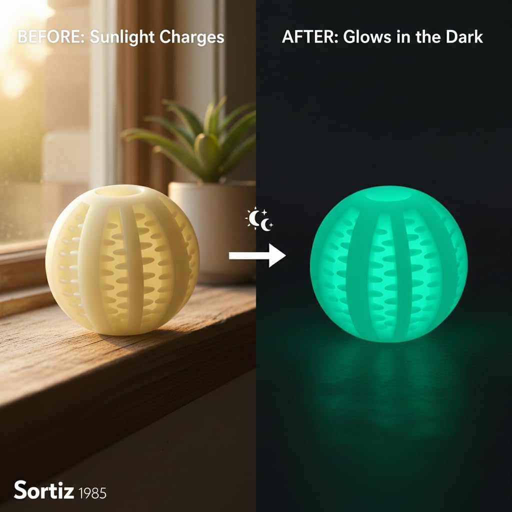 Treat Ball for Dogs, Glowing Dog Ball Toy, Interactive Treat Dispensing Dog Toys for Chewers,Dog Fetch Ball, Glow in the Dark Light up Ball for Dog, Slow Feeder IQ Training Toy, Dog Treat Toy