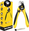 LED Dog Nail Clippers with Light Illumination, Trimmers with Protective Guard, Safety Lock and Nail File - Suitable for Large and Small Dogs & Cats (Yellow)