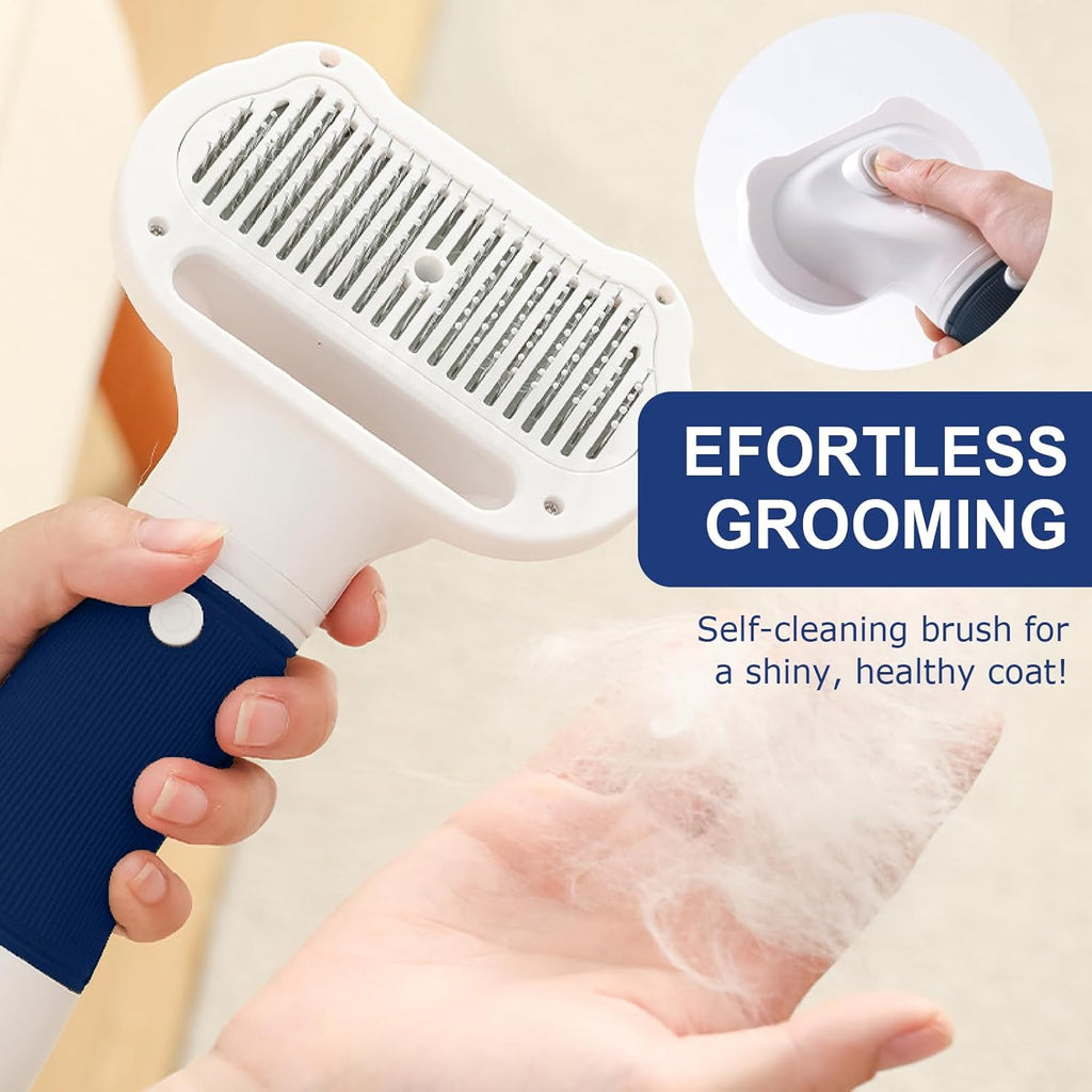 3-In-1 Pet Hair Dryer & Slicker Brush for Dogs & Cats – Portable, Professional, Adjustable Temp, Overheat Protection Dog Hair Dryer (Blue)
