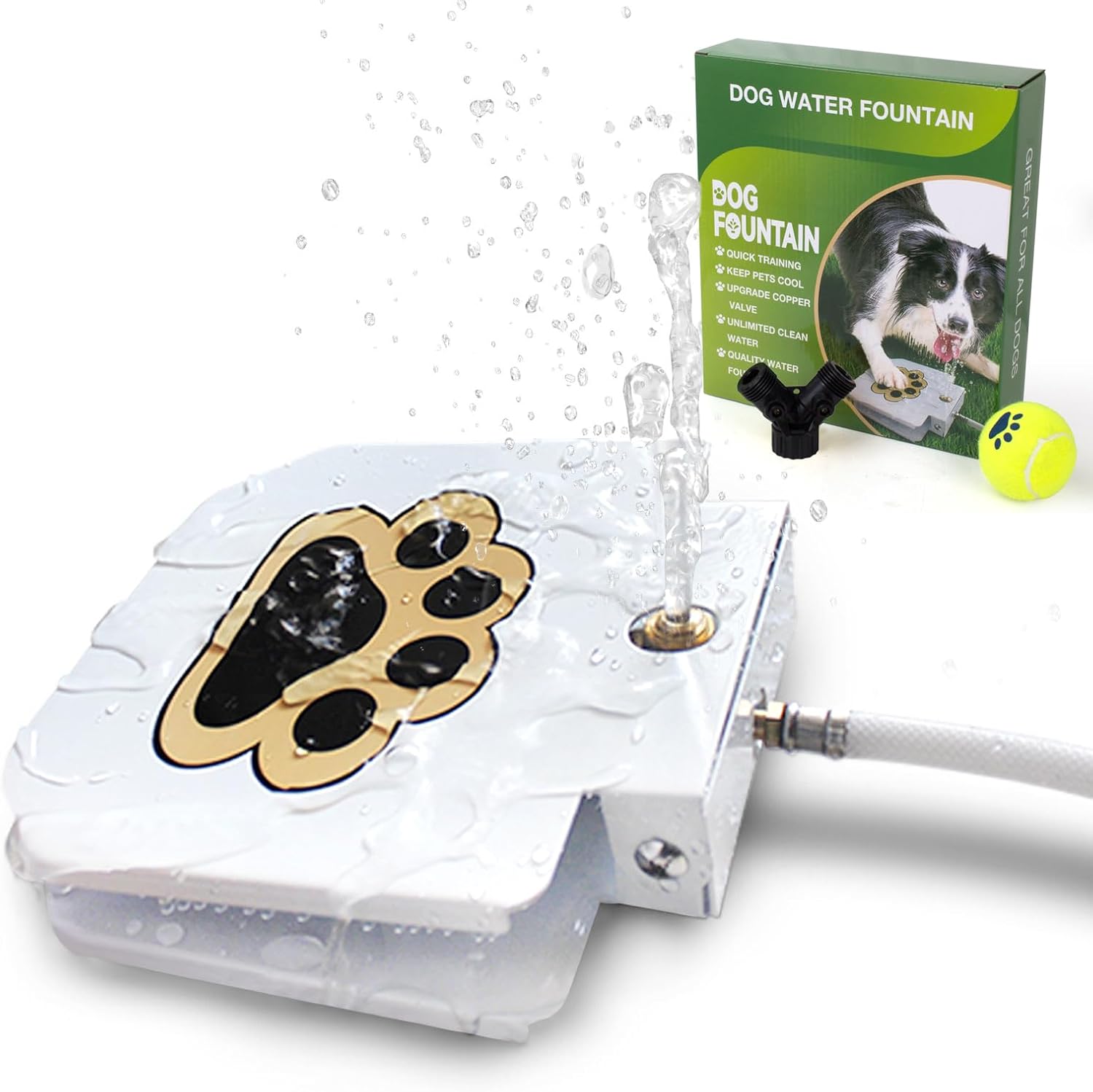 Dog Water Fountain Step On, Dog Sprinkler Paw Activated, Outdoor Water Fountain for Dogs, Drinking Water Toy, Upgrade Copper Valve Set, Blue