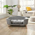 Elroy Orthopedic Dog Bed, Elevated Dog Sofa Bed for Small Dog, Supportive Foam Pet Couch Bed with Wooden Legs, Modern Pet Sofa Bed, Gray