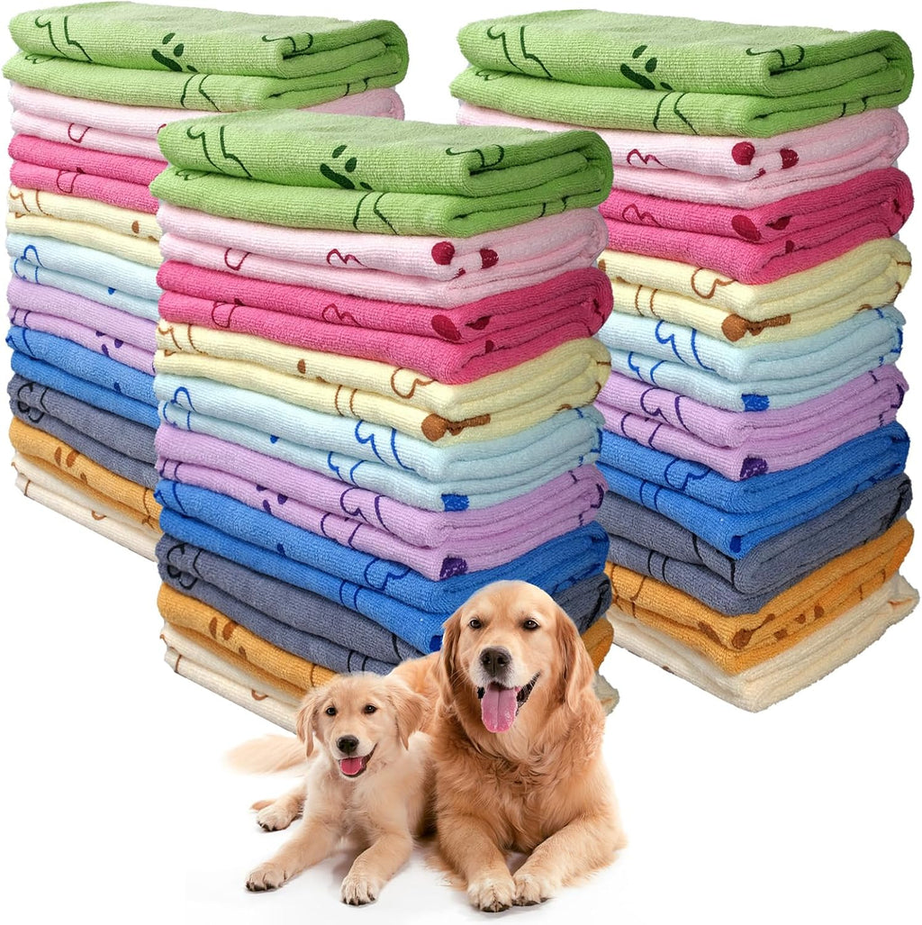 30 Pcs Dog Towels for Drying Dogs Bulk 20 X 40 Inch Quick Drying Pet Bath Towels Colorful Pet Grooming Towel Absorbent Microfiber Towel for Small Medium Large Dog Puppy Cat (Multicolor)