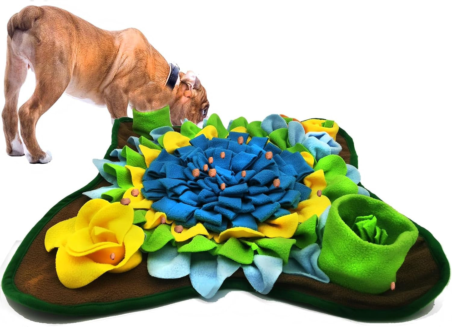 Dogs Snuffle Mat Pet Feeding Mats Puppy Sniffing Pad,Cat Doggies Interactive Puzzle Toys for Multiple Breeds Encourages Natural Foraging Skills,Training and Stress Release (Grey Brown)
