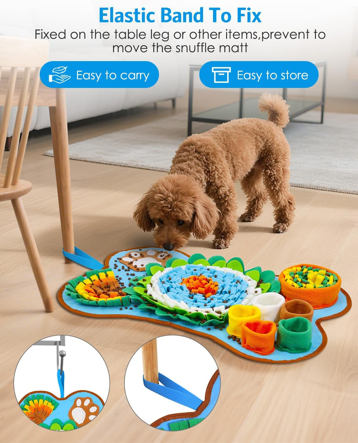 Snuffle Mat for Dogs, Sniff Mat Slow Feeding, Dog Snuffle Mat Encourages Natural Foraging Skills, Slow Eating, Help Stress Relief and Training