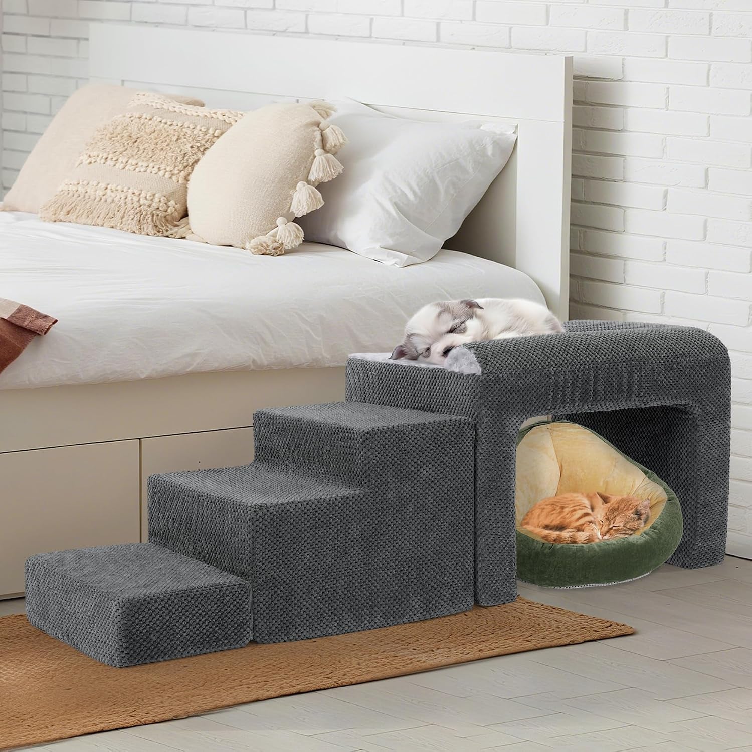 Stable Foam Dog Window Perch & Orthopedic Bed with Reinforced Metal Frame for Long-Lasting Support, Pet Bunk Bed for Dogs, Joint Relief & Window Viewing (Height 15.7")
