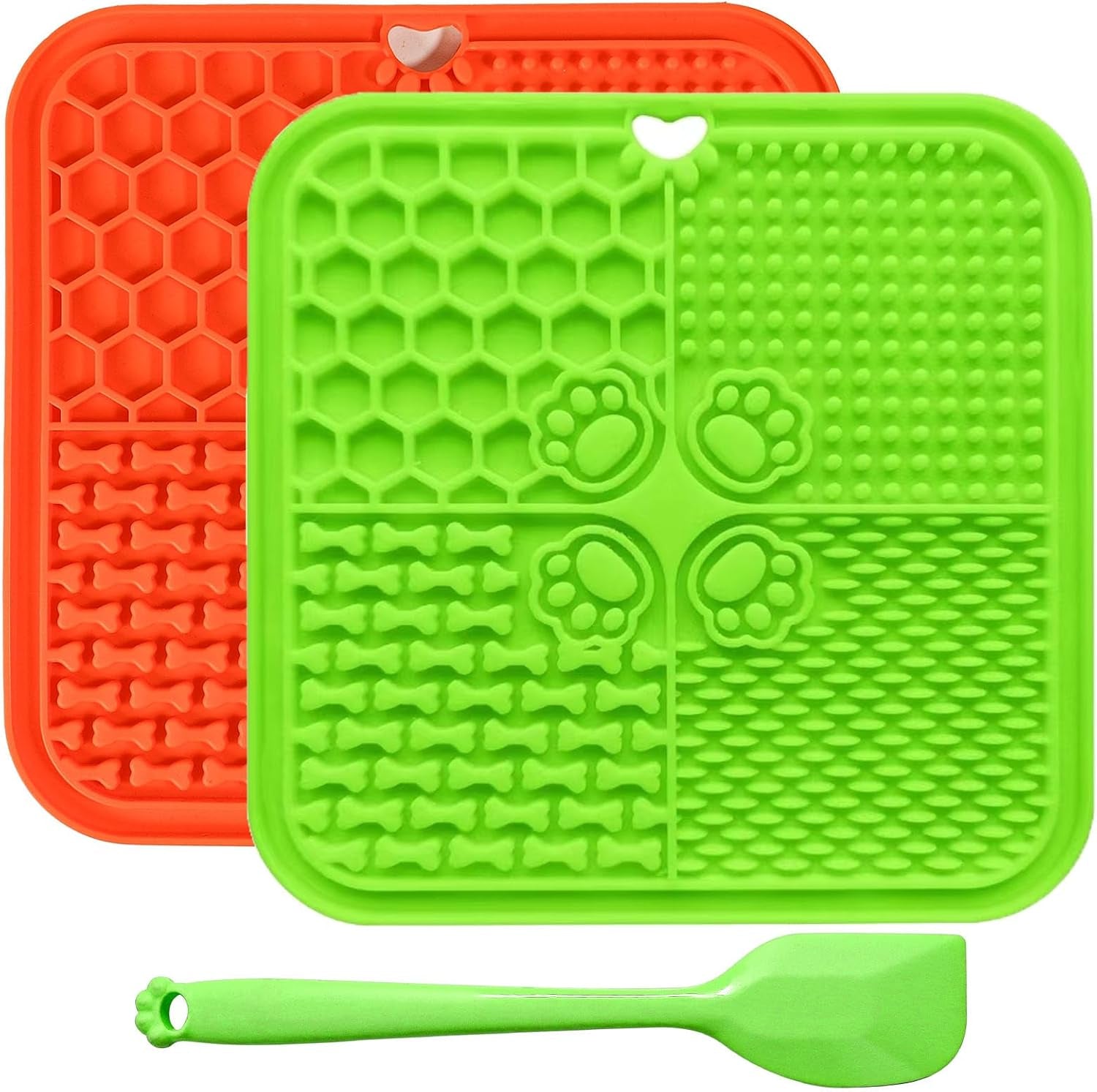 Lick Mat for Dogs, Dog Lick Mat with Suction Cups, Pet Food Mats and Slow Feeder Cat Bowl for Dog Anxiety Relief Pet Enrichment Toys for Bathing Station and Cat Grooming 2 Pack (Blue & Orange)
