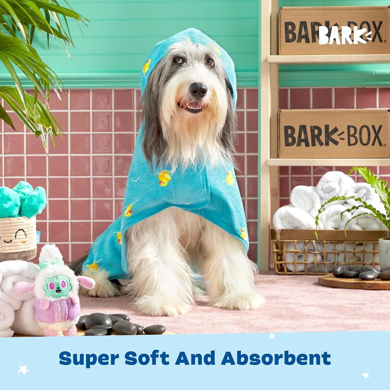 Dog Bathrobe - for Dogs - Medium | Fast Drying, Microfiber Bath Towel - Hook & Loop Closure and Wrap Tie - Machine Washable - Rubber Duck