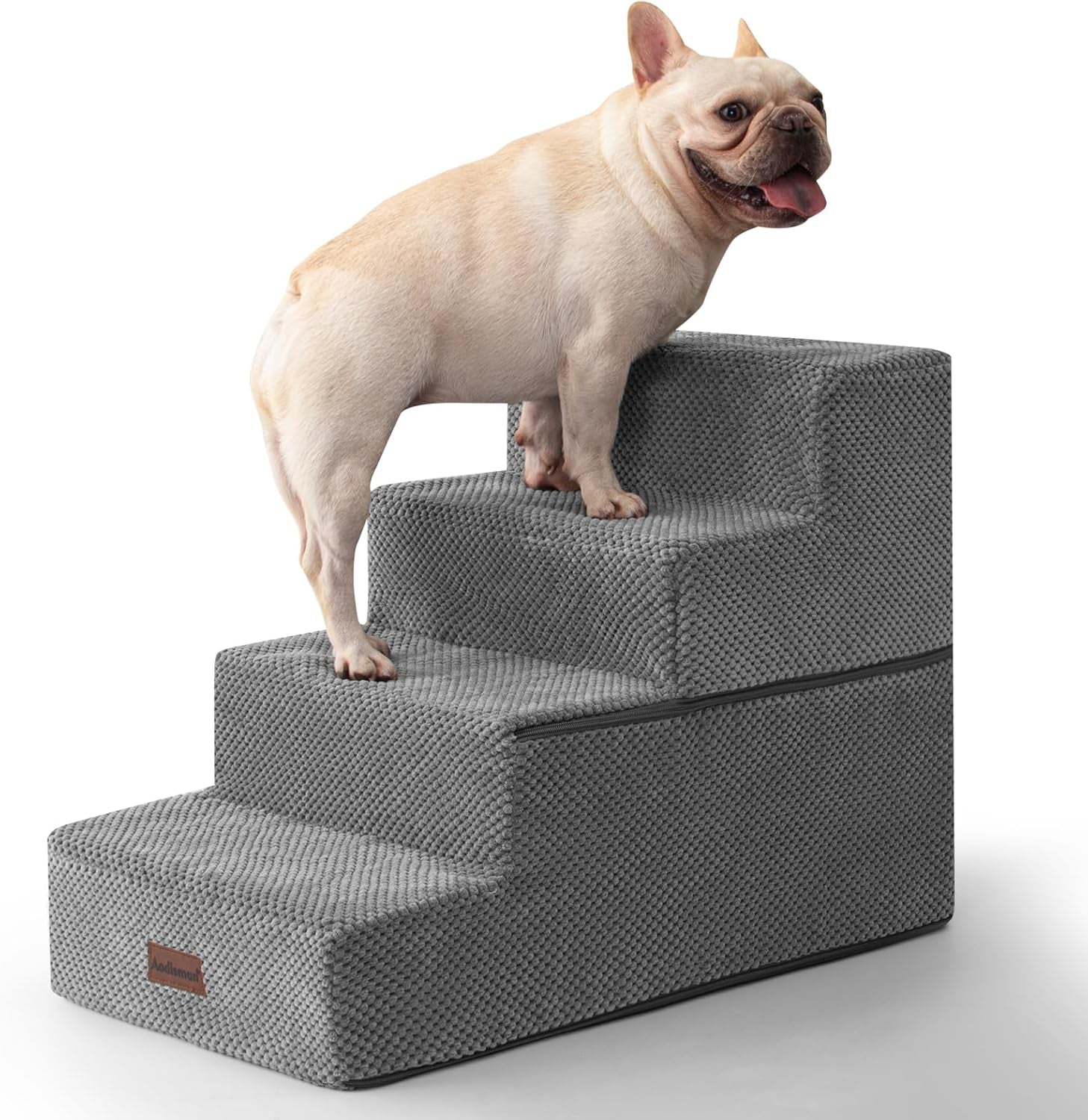 Dog Stairs for Small Dogs & Cats,3-Step Pet Steps for Couch & Bed | High-Density Foam Dog Steps with Anti-Slip Bottom,Easy for Puppies,Older Cats & Dogs to Reach Sofas & Chairs,Grey,13.6" H
