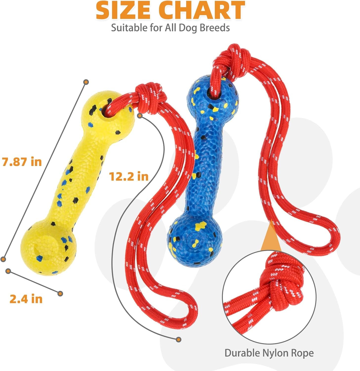 Floating Dog Pool Toys, Tough Interactive Water Fetch Bumpers with Durable Rope for Small Medium Large Dogs, 2 Pack Bright Dog Chew Toys Summer Outdoor Training Teething, Yellow&Blue