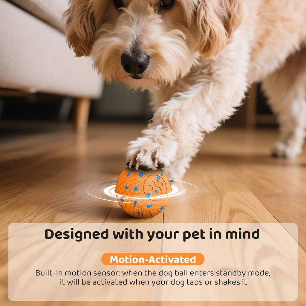 Interactive Dog Toy Ball with Remote: Automatic Bouncing, Vibration and Jumping Action Interactive Toy, Durable Duraspin for Aggressive Chewers, Rechargeable, for Indoor & Outdoor Use Orange.