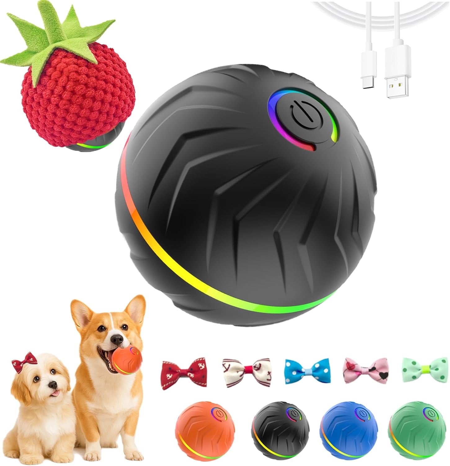 2026 T01 Interactive Dog Toys Dog Ball, Automatic Rolling and Bouncing Moving Dog Toy, Durable and USB Rechargeable, Fun Smart Toy for Puppy, Small, Medium and Large Dogs, Dog Toys to Keep Them Busy