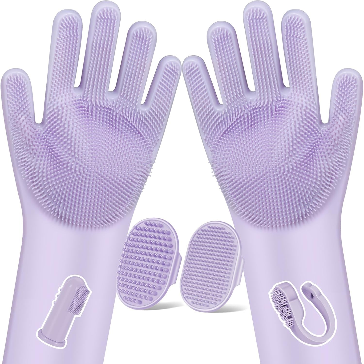 6PCS Grooming & Bath Supplies for Dogs, Cats | Dog Washing Gloves | Dog Bath Brush | Dog Shower Brush | Pet Grooming Gloves | Dog Grooming Kit | Pet Supplies for Showerhead & Sprayer (Purple)