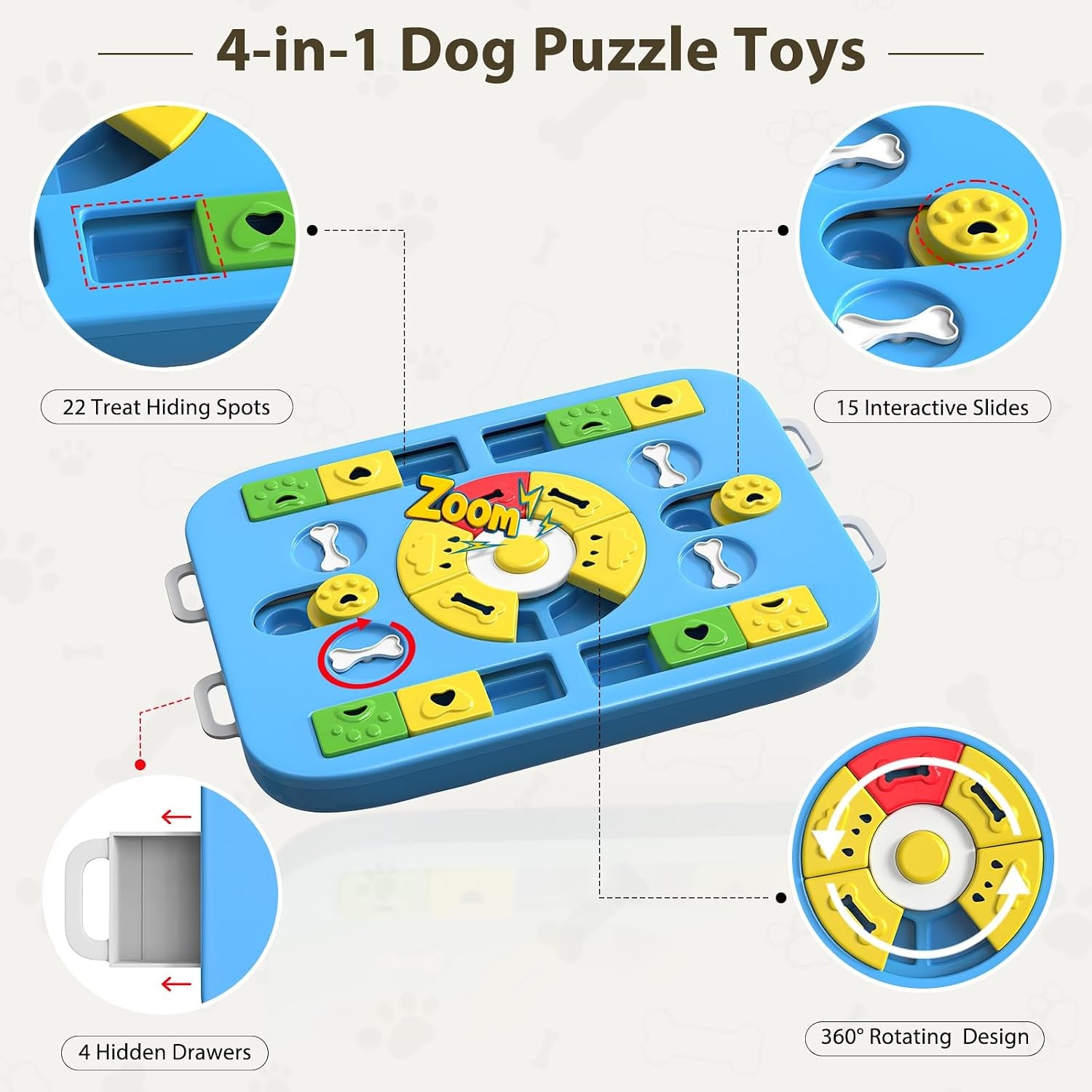 Dog Puzzle Toy, Treat Dispensing Dog Enrichment Toys, Blue | Interactive IQ Brain Stimulation, Slow Feeder Treat Dispenser, Non-Slip Durable, for Small Medium Large Dogs Cats Puppies