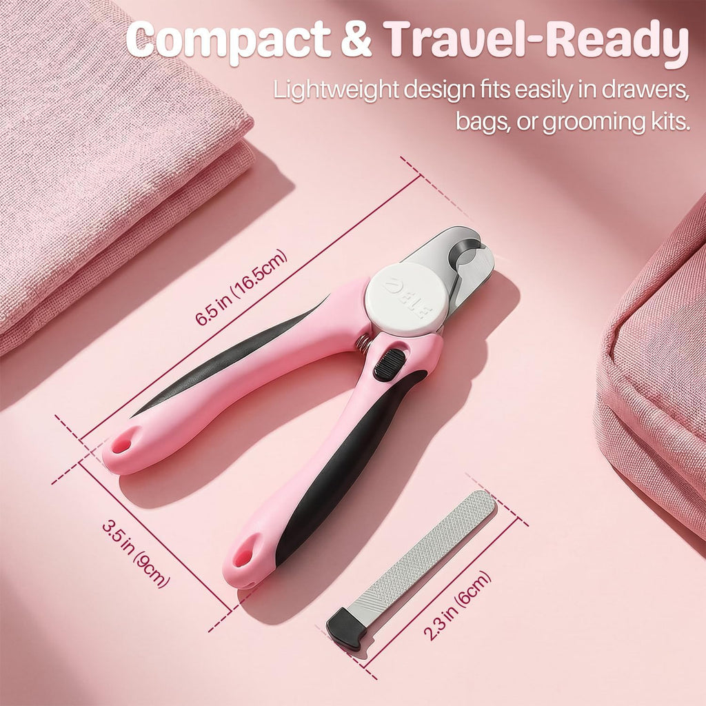 Dog Nail Clippers and Cat Nail Trimmer with Safety Guard, Pink | Pet Nail Clippers with a 3.5 Mm Stainless Steel Blade for Grooming Puppies, Indoor Cats and Small, Medium or Large Dog Breeds