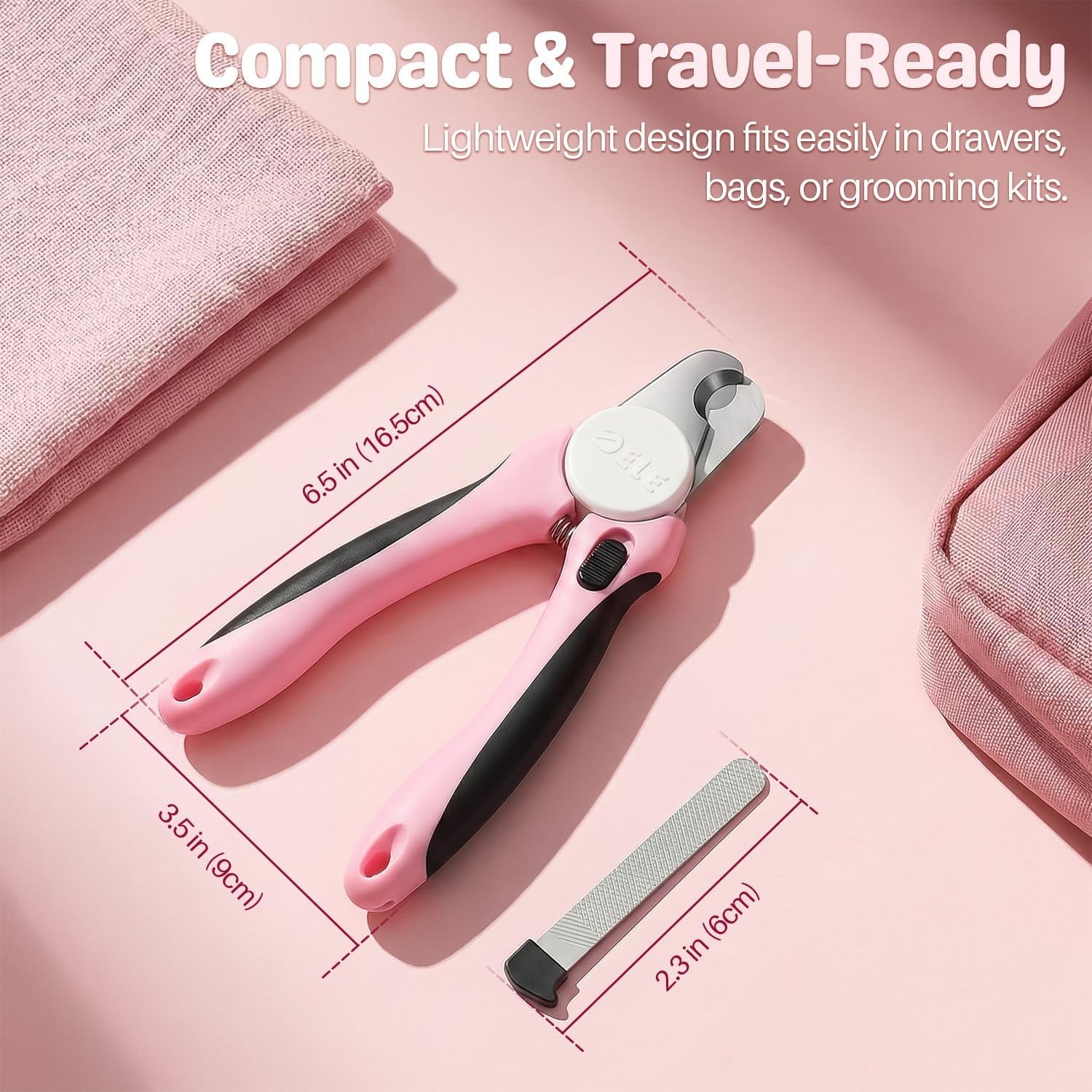 Dog Nail Clippers and Cat Nail Trimmer with Safety Guard, Pink | Pet Nail Clippers with a 3.5 Mm Stainless Steel Blade for Grooming Puppies, Indoor Cats and Small, Medium or Large Dog Breeds