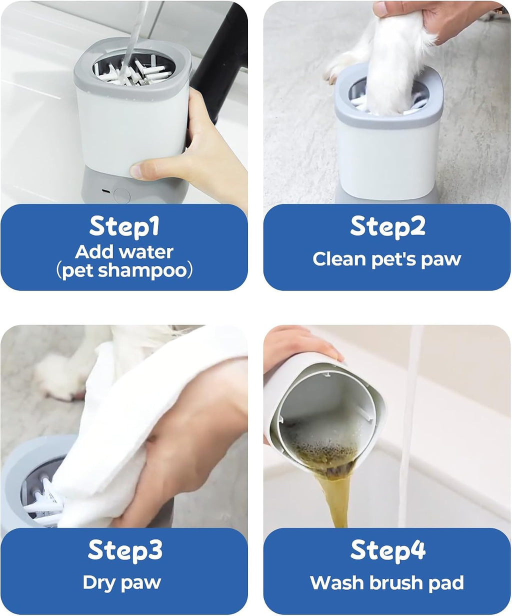 Electric Dog Paw Cleaner for Dogs，2 Speeds Automatic Dog Foot Paw Washer for Small Medium to Large Cat Dog Pet (Grey)