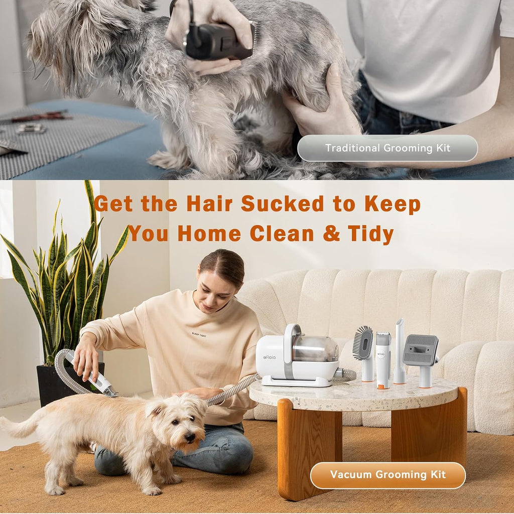 Dog Grooming Vacuum Kit, 1.5L Tank, White | Contains Floating Fur during Coat Care, Helping Sofas, Floors and Clothes Stay Cleaner between Deep Cleans.