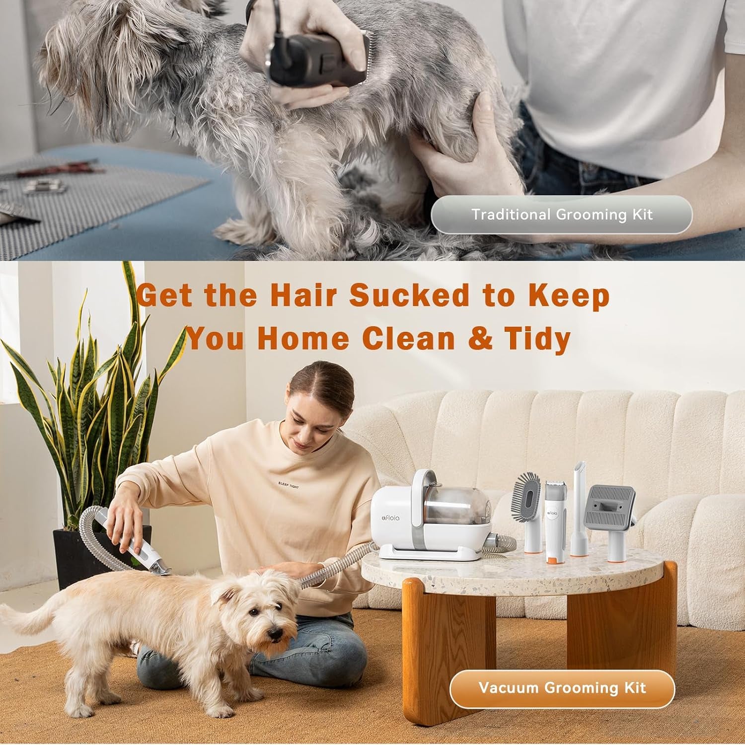 Dog Grooming Vacuum Kit, 1.5L Tank, White | Contains Floating Fur during Coat Care, Helping Sofas, Floors and Clothes Stay Cleaner between Deep Cleans.