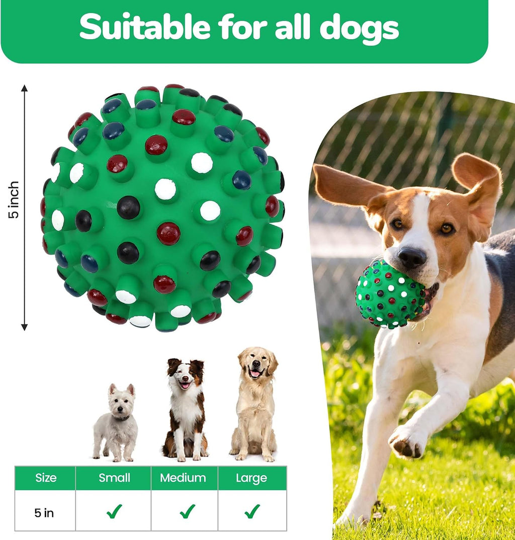 Vinyl Gumdrop Ball Dog Toy with Squeaker - Colorful and Interactive Dog Chew Toy, Floats in Water, Made from Durable, Non-Toxic Natural Rubber, Great for Dogs and Puppies, 5In, Assorted Colors