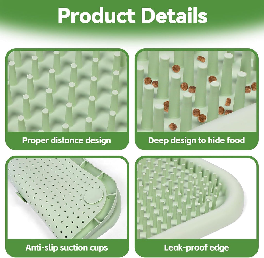 Snuffle Mat for Dogs, 23.6" X 23.6" Silicone Dog Feeding Mat Sniffing Interactive Feeding Game Encourages Natural Foraging Slow Feeder for Small/Medium/Large Dogs, Indoor & Outdoor (Green)