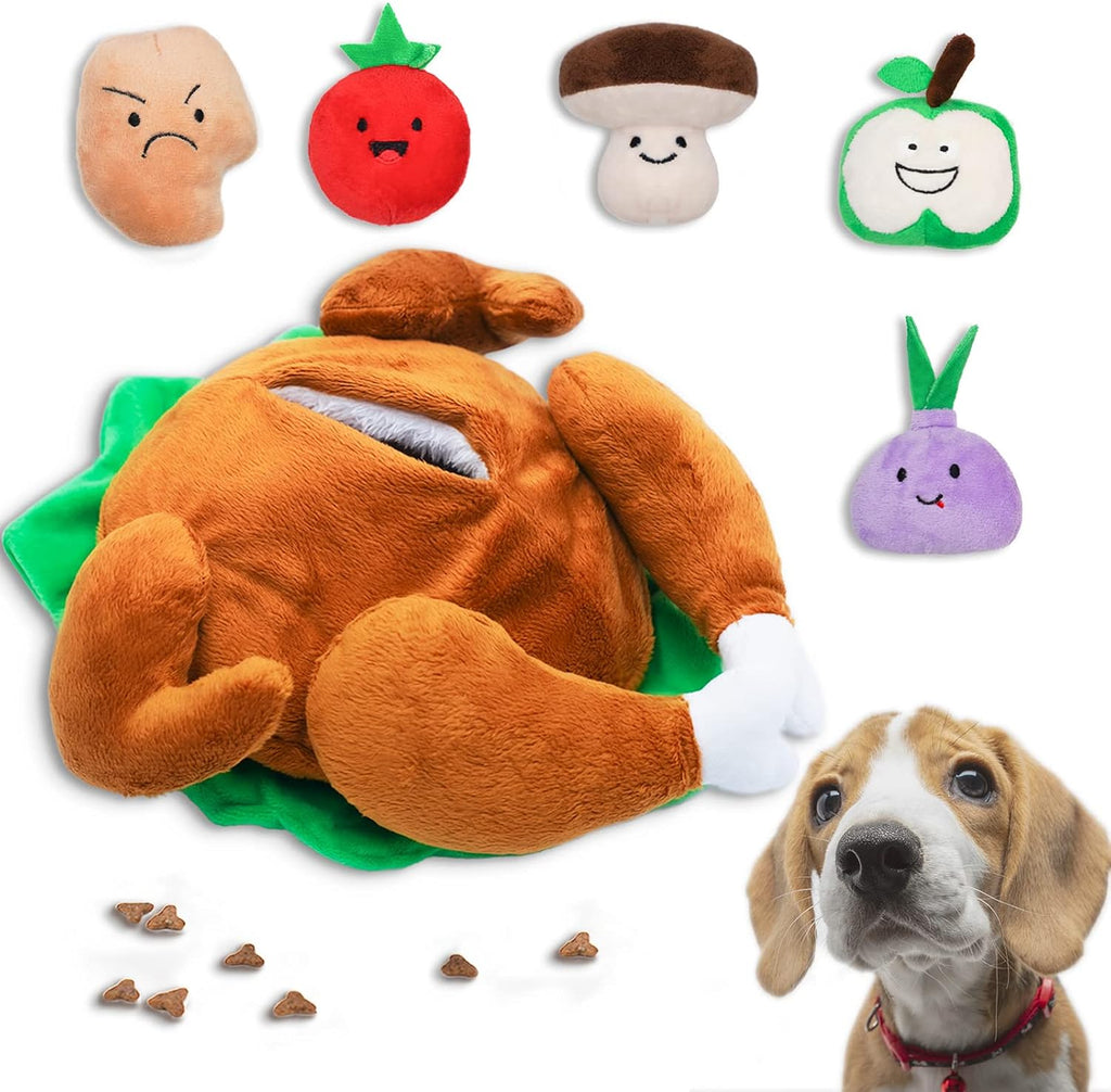 Hide and Seek Dog Toys, Squeaky Interactive Puzzle Dog Toys for Boredom and Stimulation, Dog Enrichment Toys for Small and Medium Dogs (Mushrooms, Pack of 7)