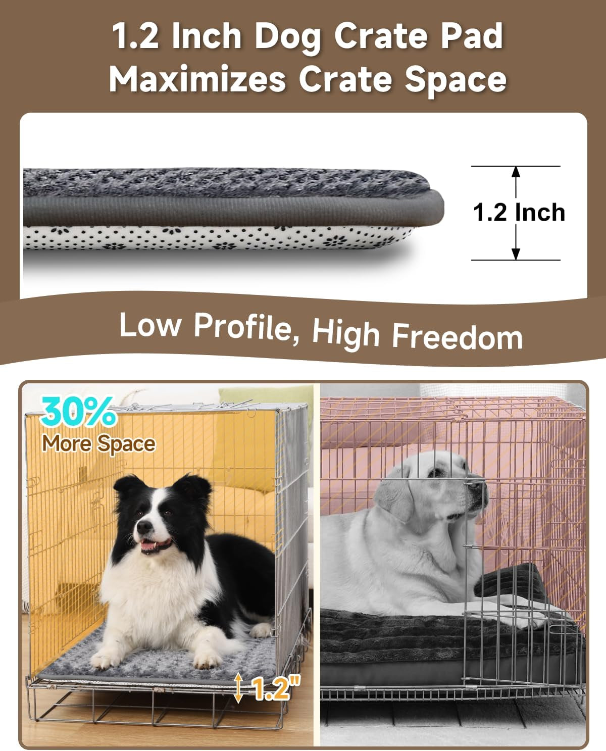 XL Dog Bed for Crate Pad, High Resilience Foam Mat Bed, 41X27, Dark Grey | Kennel Mat Pet Bed for Large Dogs, Supportive, Non-Slip Bottom, Lightweight & Portable, Washable, Suit for Travel, Trunk