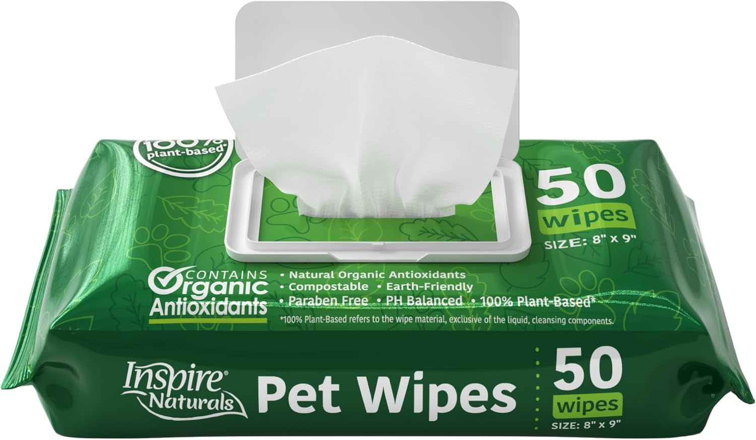 Naturals Pet Wipes for Dogs and Cats 100% Natural Plant Based with Organic Antioxidants, Dog Wipe Cleaning Deodorizing | Puppy Wipes | Dog Wipes for Paws and Butt(100Ct - 2 Pack)