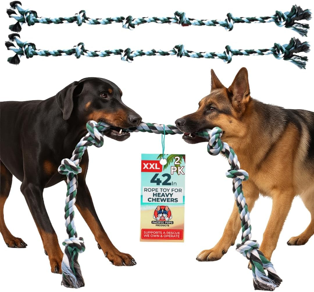 Giant Dog Rope Toys for Extra Large Dogs - 42 Inch, 6 Knot Tough Rope Chew Toys for Large Dogs - Benefits Non-Profit Animal Rescue - Indestructible Dog Toy for Aggressive Chewers