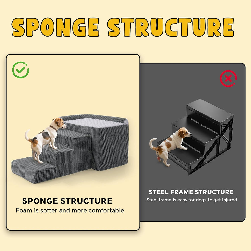 Stable Foam Dog Window Perch & Orthopedic Bed with Reinforced Metal Frame for Long-Lasting Support, Pet Bunk Bed for Dogs, Joint Relief & Window Viewing (Height 15.7")